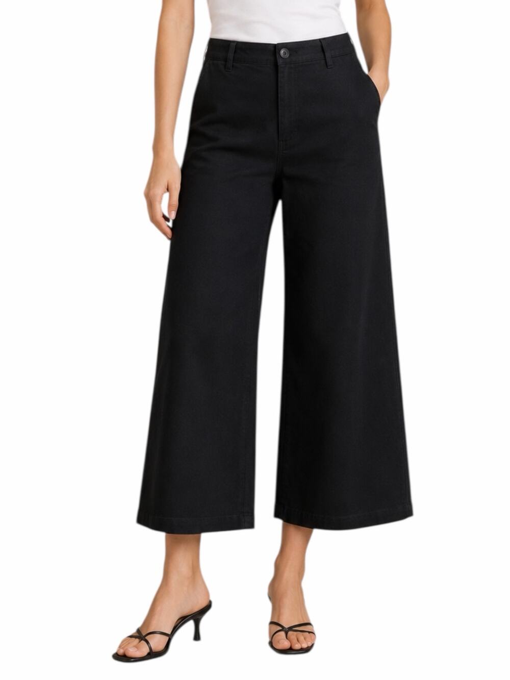 Everlane High Rise Cropped Wide Leg Jeans Faded Black Gray Size 2